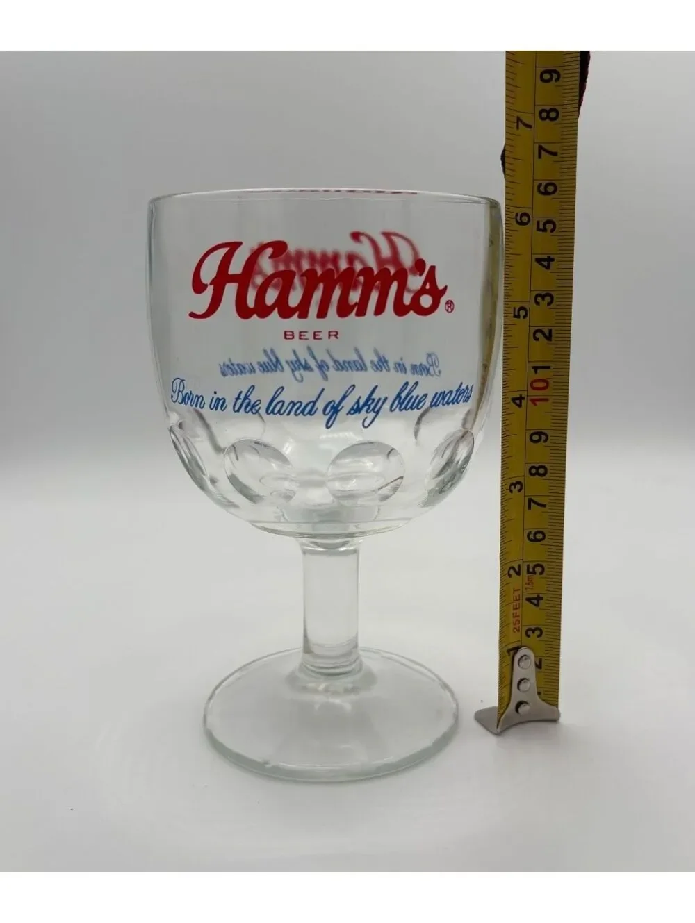 VTG Hamm’s Beer Goblet Glass Thumbprint Chalice From Land of Sky Blue Waters